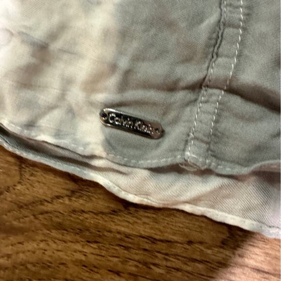 🍷Calvin Klein grey and white tie dye printed striped circle infinity scarf - Picture 3 of 6